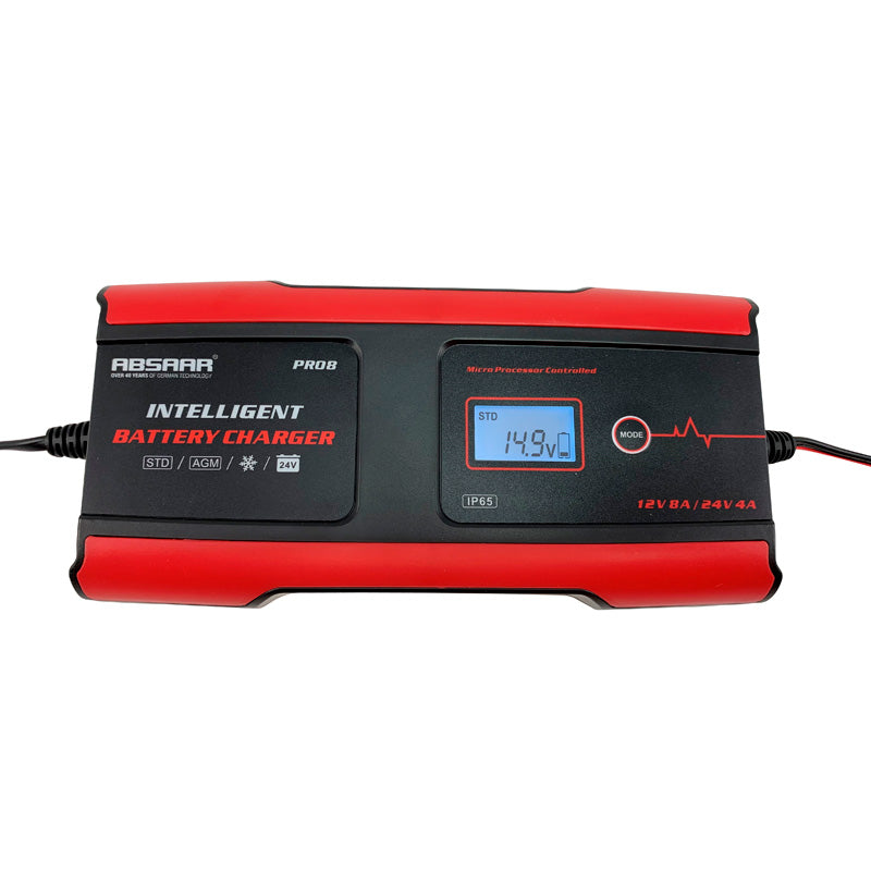 Absaar, Pro 8.0 Batteriladdare 6/12V 8A - 11-stegs med LCD-display