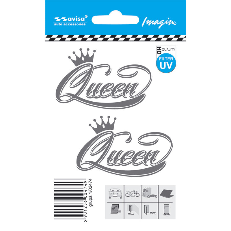 Avisa, Auto Tattoo Sticker QUEEN - 2 st - 6,3x4cm