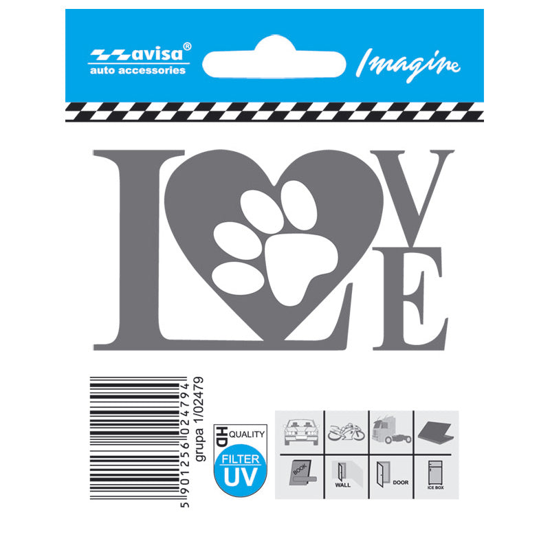 Avisa, LOVE Paw Auto Tattoo Sticker - 7,7x4,4cm