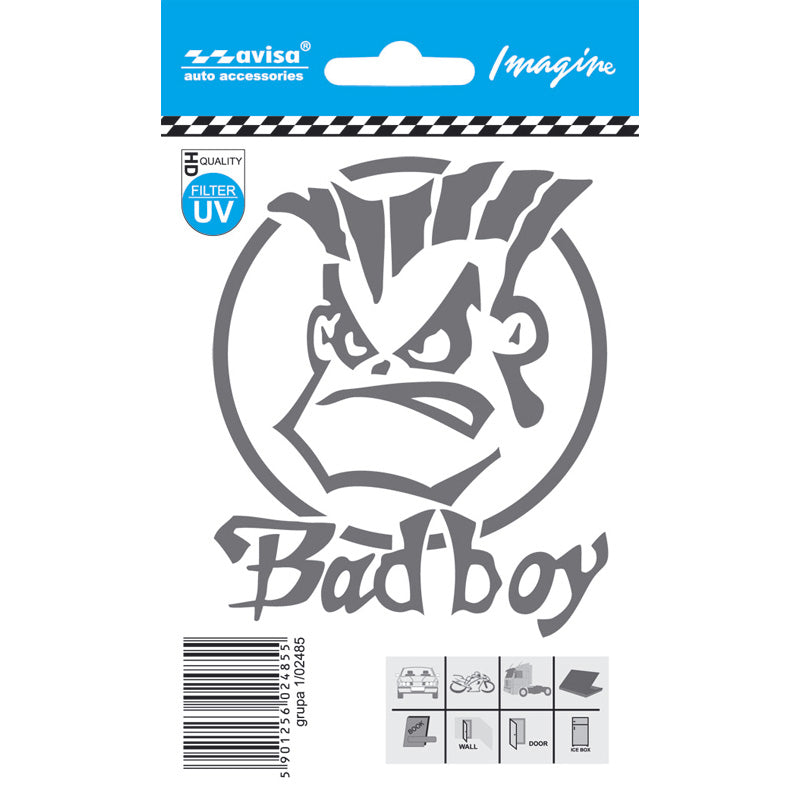 Avisa, Bad Boy Auto Tattoo Sticker - Silver - 8,1x9,8cm