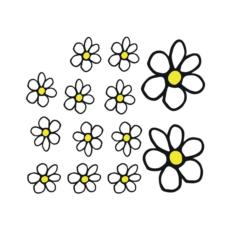 Avisa, Auto Tattoo Blommor - Vit/Gul - 13,5x15,5cm