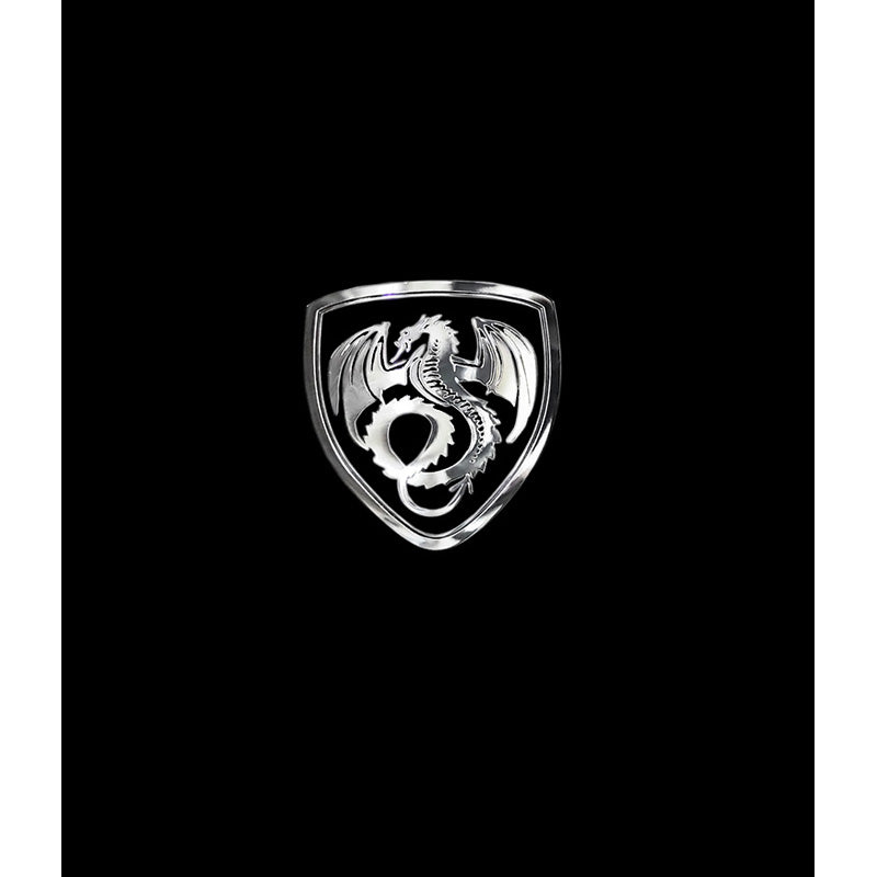 Avisa, 3D Dragon Shield Sticker - Nickel - 50x45mm