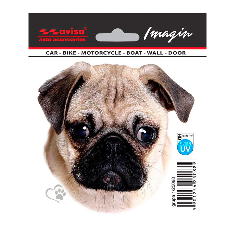 Avisa, Pug Auto Tattoo Sticker - 11x10,5cm