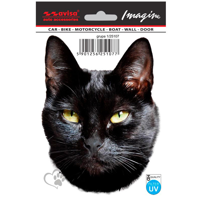 Avisa, Auto Tattoo Sticker - Black Cat - 11x15cm