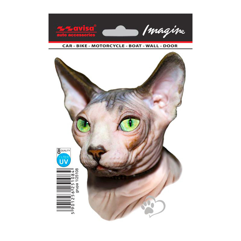 Avisa, Auto Tattoo Sticker Sphynx Cat - 11x14cm