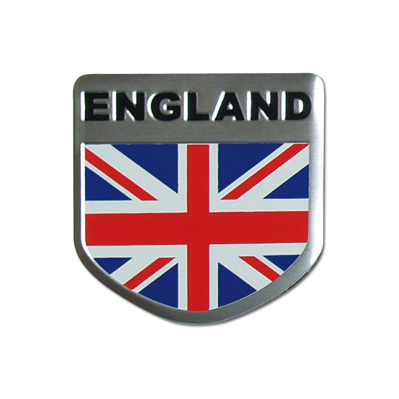 Tidning, aluminiumemblem/logotyp - England med flagga - 5,6x5,6cm