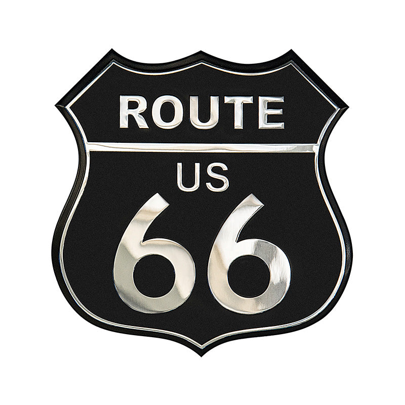 Avisa, Aluminium Emblem - ROUTE 66 - Svart - 8x8cm