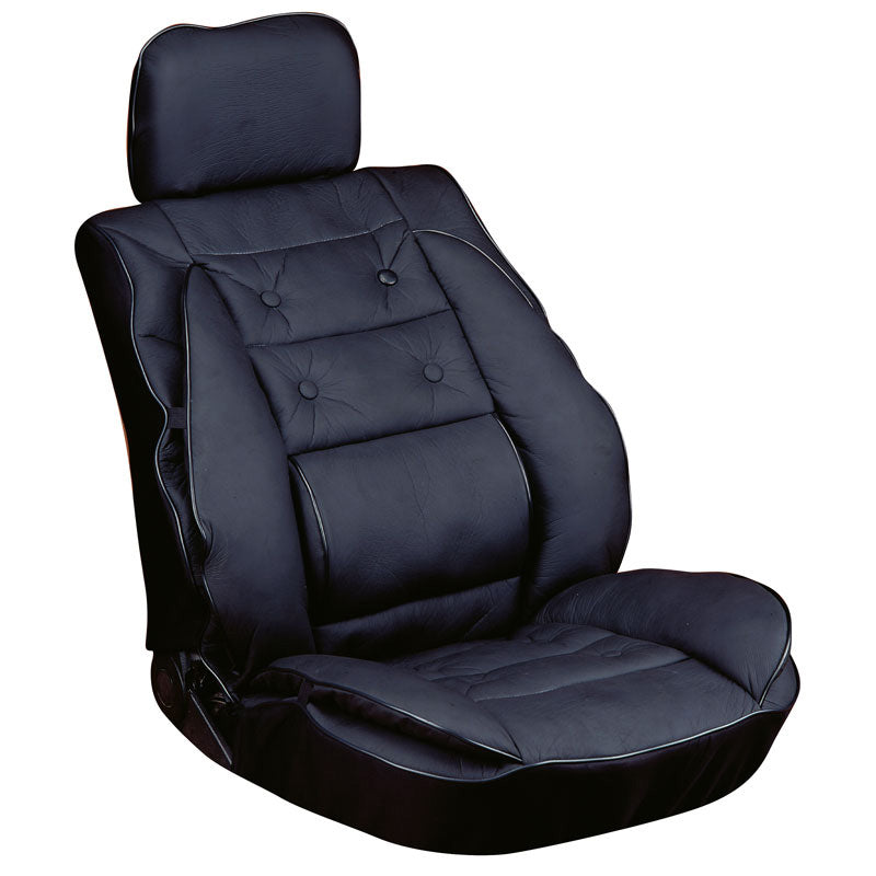 Carpoint, ergonomisk sittdyna med svankstöd - Läderlook - Svart - 105x56cm