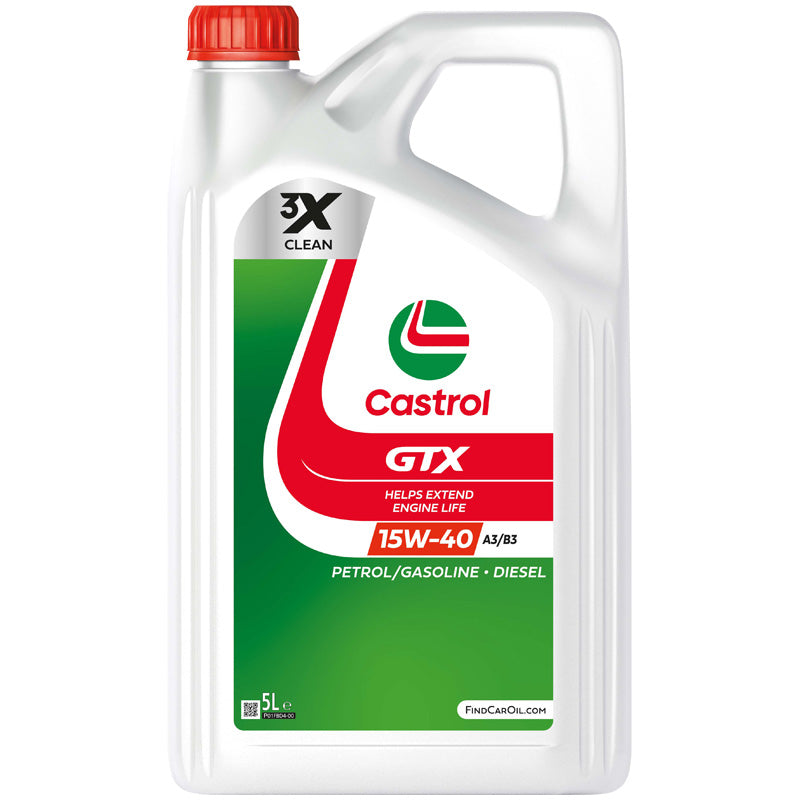 Castrol, GTX Motorolja 15W-40 A3/B3 - 5 liter - Anti-slamteknik