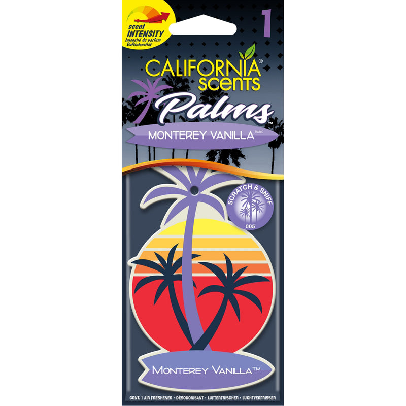 California Scents, Palm Tree Air Freshener - Monterey Vanilla - 1 st.