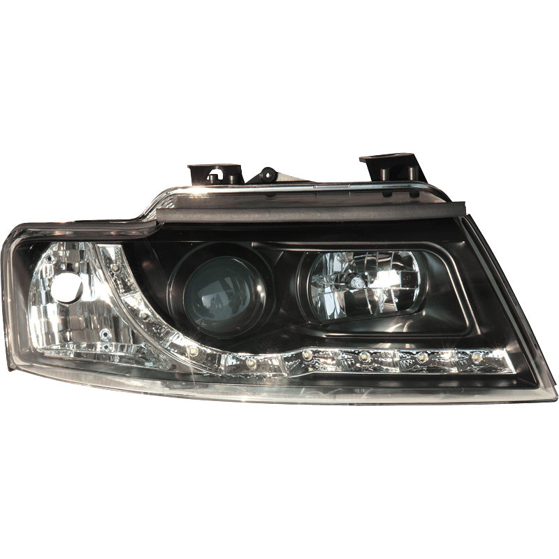 Framlampor, DRL-Look passar Audi A4 B6 Cabriolet 2002- - svart