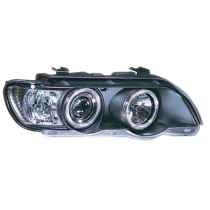 Framlampor, passar BMW X5 E53 2000-2004 - svart - inkl. Halos