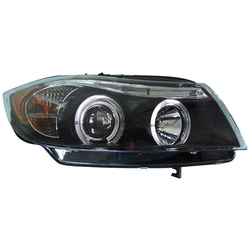 Framlampor, Passar för BMW 3-serie E90/E91 Sedan/Touring 2005-2008 - svart - inkl. Angel Eyes