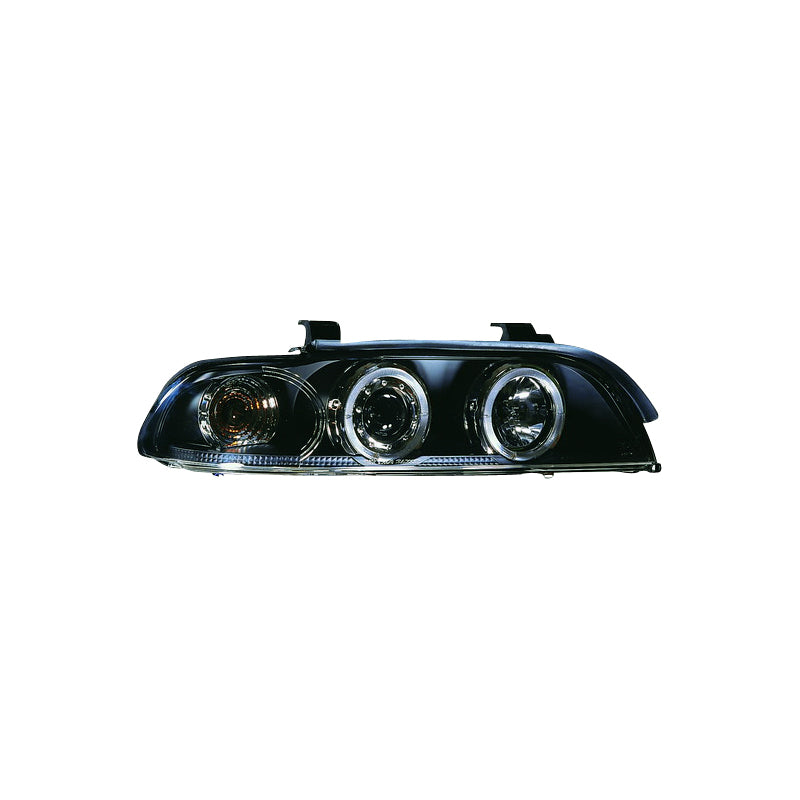 Framlampor, Passar för BMW 5-serie E39 1996-2003 - svart - inkl. Angel Eyes Leveling Engine