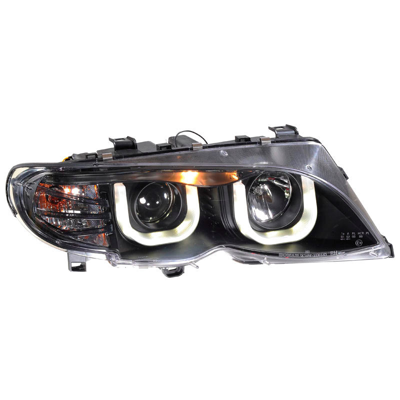 Framlampor, DRL-Look passar BMW 3-serie E46 Sedan/Touring 2002-2005 - svart - inkl. justeringsmotor