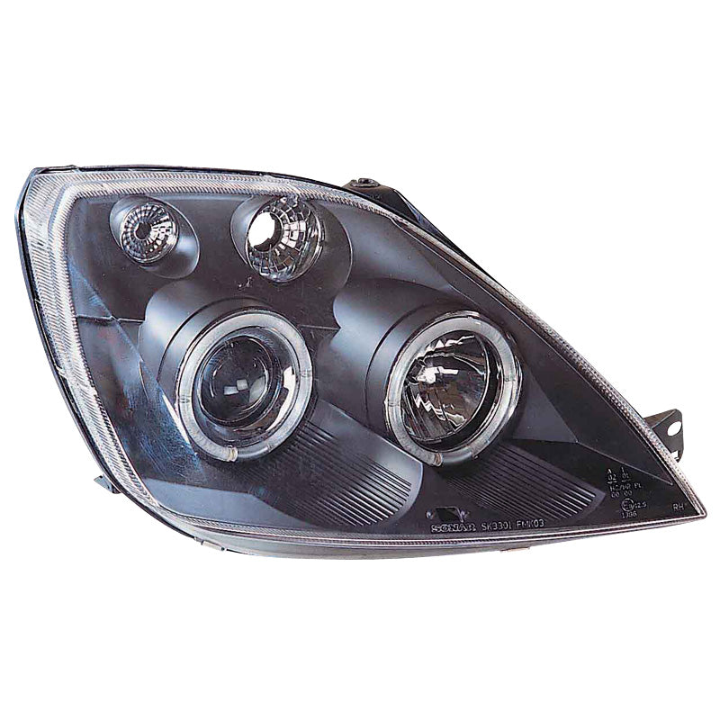 Framlampor, passar Ford Fiesta VI 2002-2008 - svart - inkl. Halos