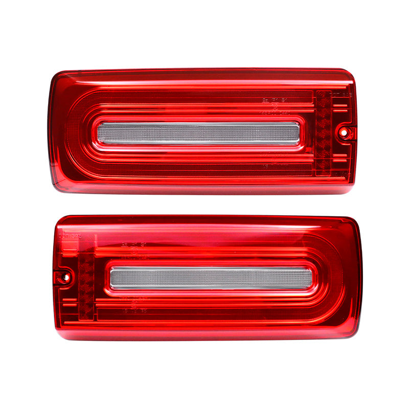 AutoStyle, LED-bakljus, passar Mercedes G-Klass W463 G500/G550/G55/G63 AMG 1999-2018 - Röd/Klar - inkl. Dynamiskt löpljus