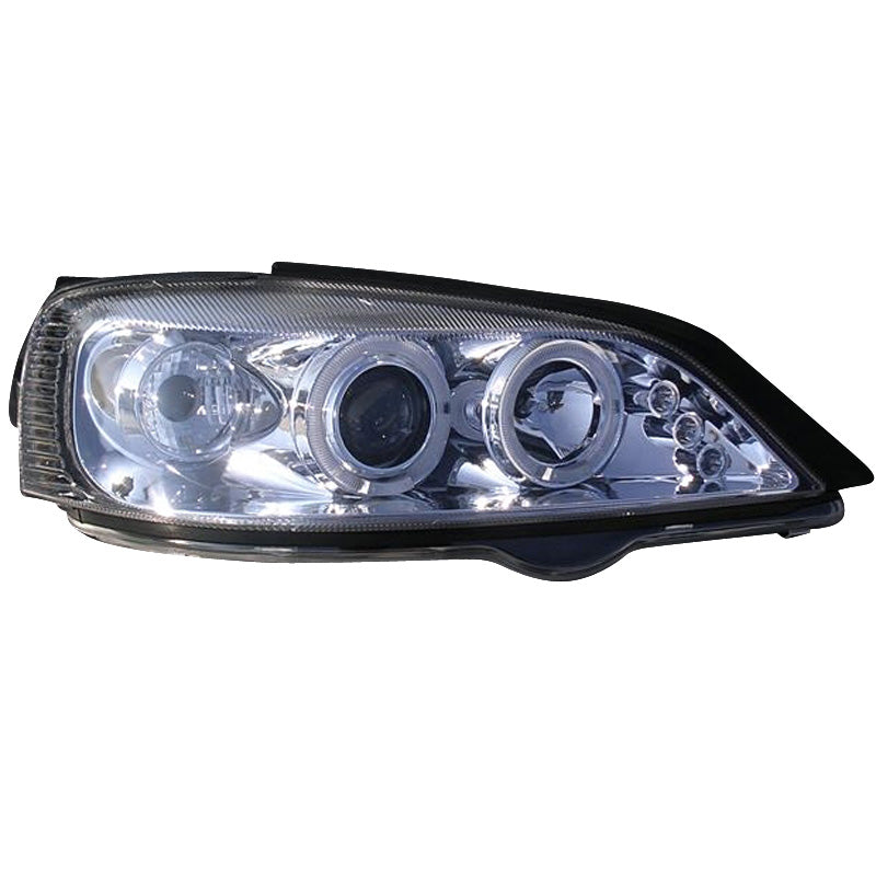 Framlampor, Passar för Opel Astra G 1998-2003 - Krom - inkl. Angel Eyes - Typ 2