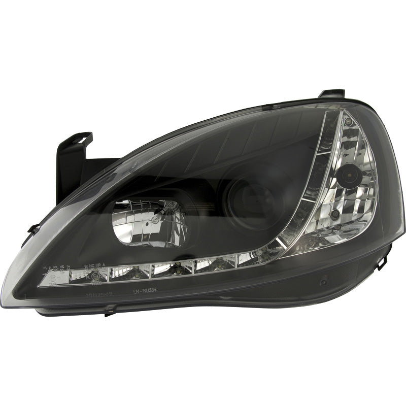 Framlampor, DRL-Look passar Opel Corsa C 2000-2004 - svart