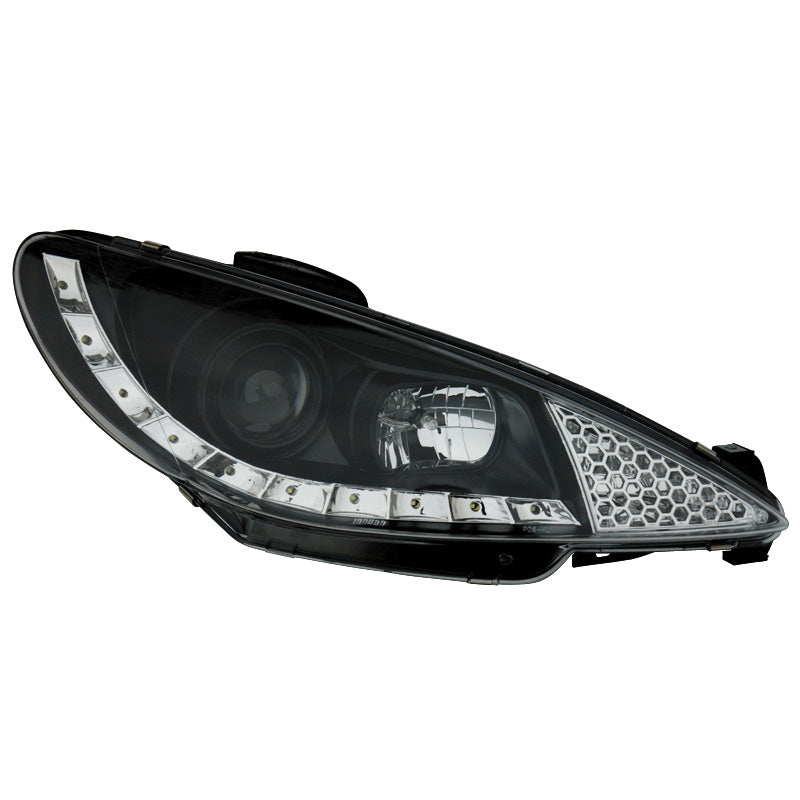 Framlampor, DRL-Look passar Peugeot 206 1998-2002 exkl. GTi - svart