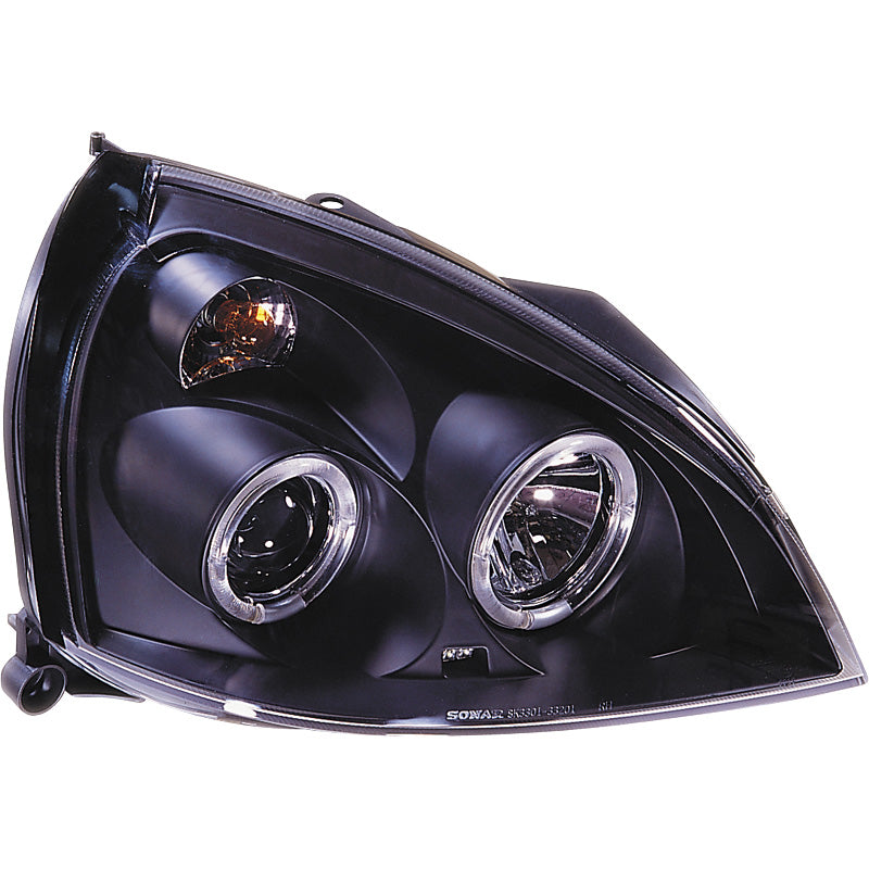 Framlampor, passar Renault Clio II Facelift 2001-2005 - svart - inkl. Halos