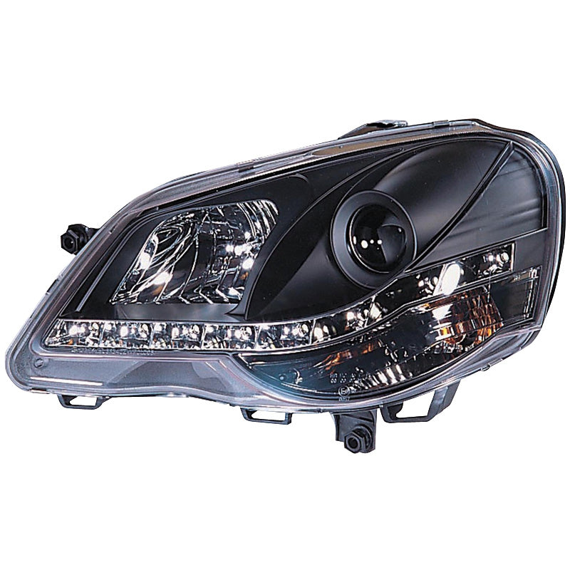 Framlampor, DRL-Look passar Volkswagen Polo 9N2 2005-2009 - svart