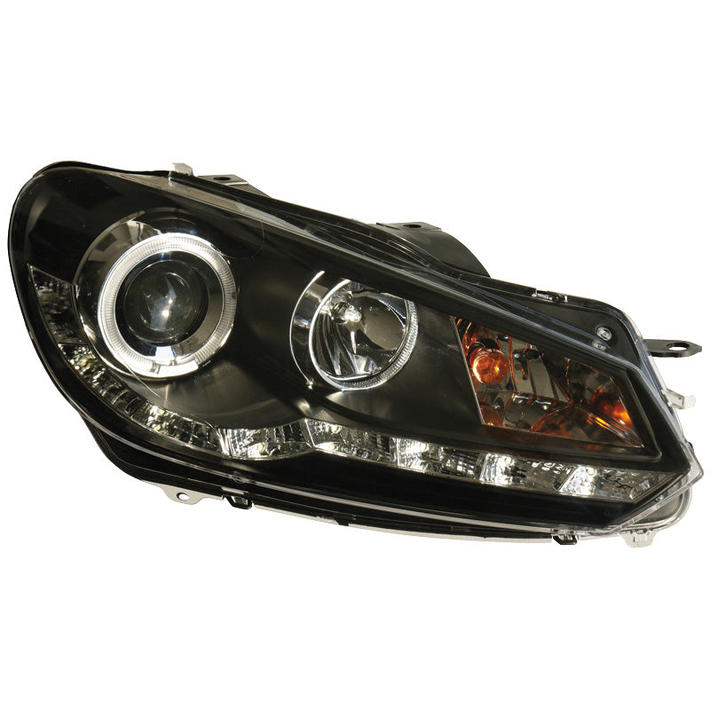 Framlampor, DRL-Look passar Volkswagen Golf VI 2008-2012 - svarta