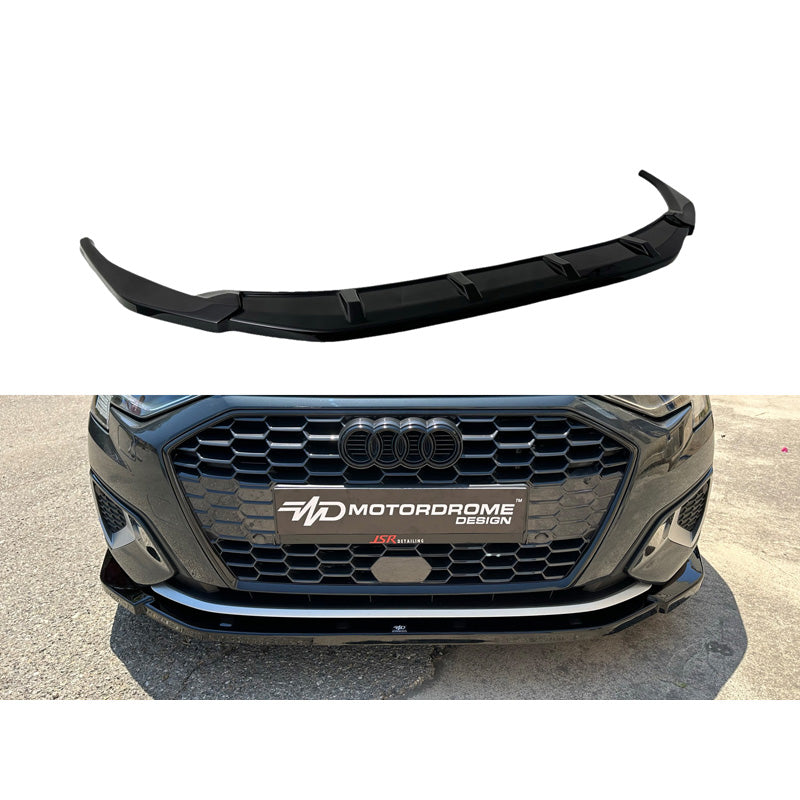 Motordrome, främre spoiler, passar Audi A3 (8Y) Hatchback/Sportback 2020- (ABS Gloss black)