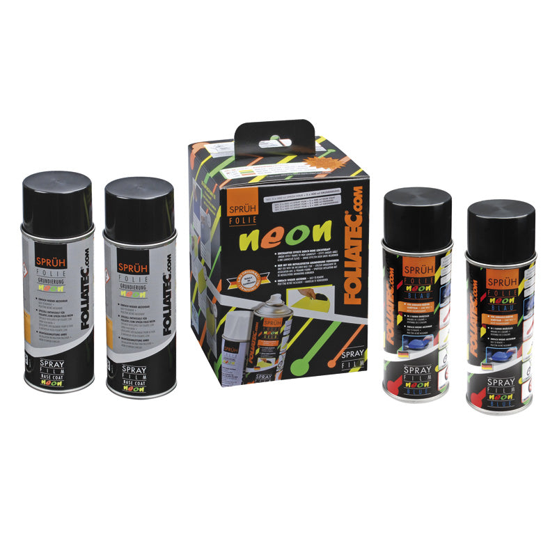 Foliatec Sprayfilm (Dip) NEON 4-delat set - blå 2x400ml + baslack 2x400ml