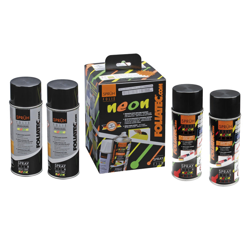 Foliatec Sprayfilm (Dip) NEON 4-delat set - röd 2x400ml + baslack 2x400ml