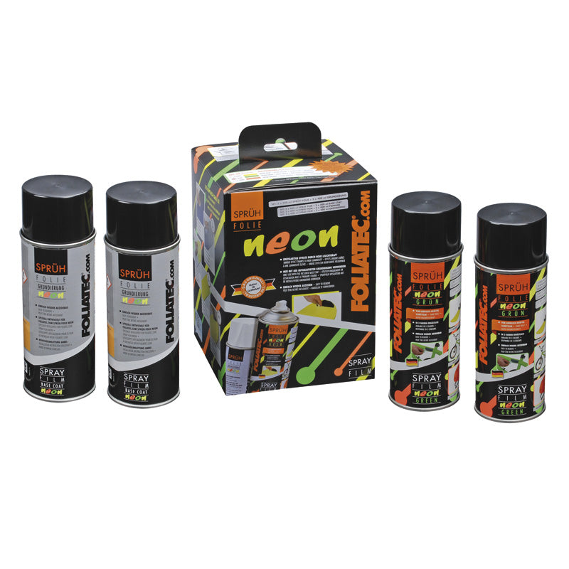 Foliatec Sprayfilm (Dip) NEON 4-delat set - grön 2x400ml + baslack 2x400ml