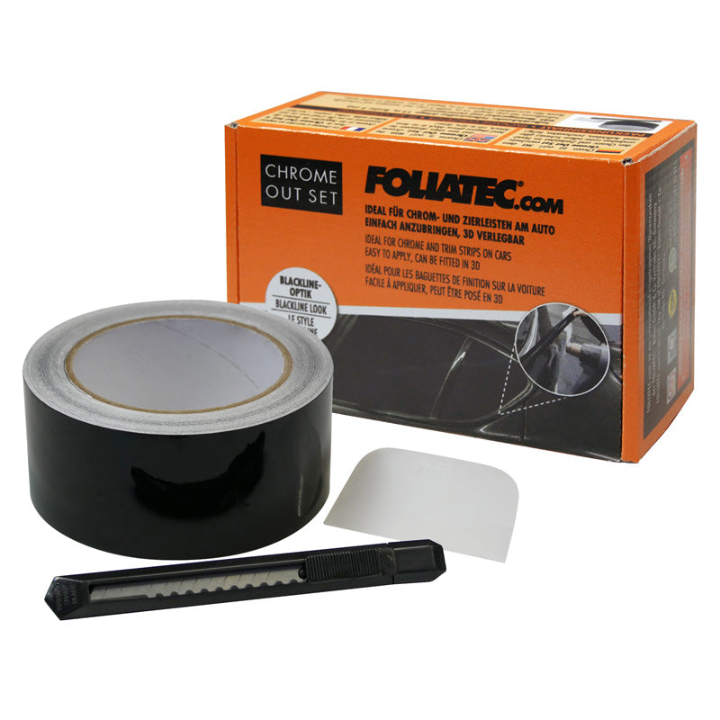 Foliatec 'Chrome Out' Set Black Glans - Filmremsa 5cm x 15m