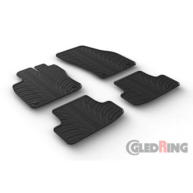 Gledring, Gummimattor, passar Audi Q2 11/2016- (T-profil 4 delar + clips)