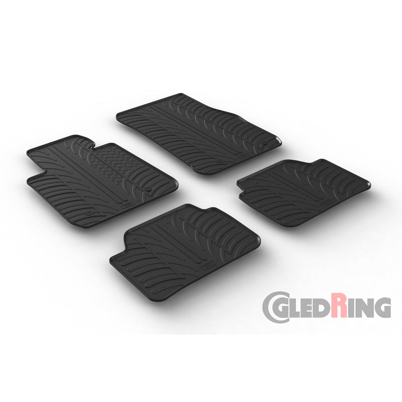 Gledring, Gummimattor, passar BMW 1-serie F20/F21 2011-2019 (T-profil 4 delar + clips)