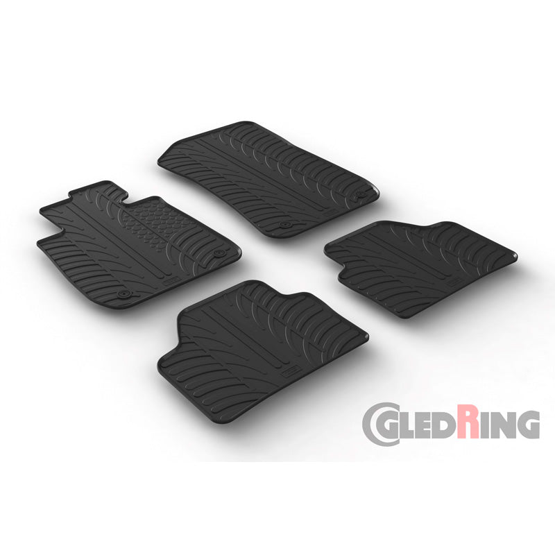 Gledring, Gummimattor, passar BMW X1 2009-2015 (T-profil 4 delar + clips)