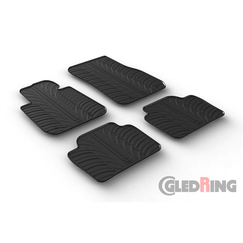 Glidande, Gummimattor, passar BMW 3-serie F30/F31 2012-2019 (T-profil 4 delar + clips)