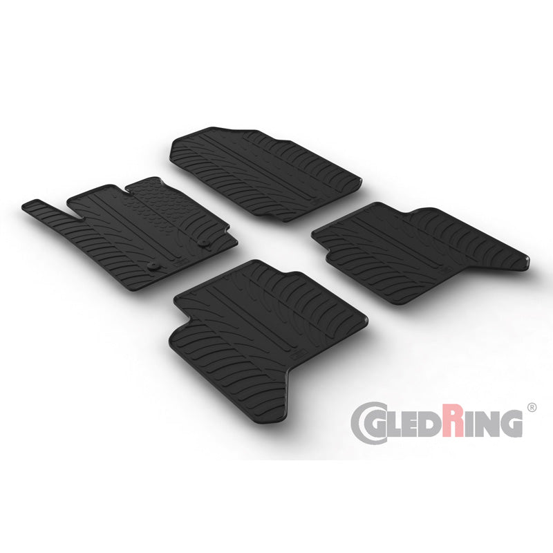 Glidning, Gummimattor, passar Ford Ranger (TKE) Double Cab 2013-2022 (automatisk) Raptor 2019-2022 (T-profil 4-delar + clips)