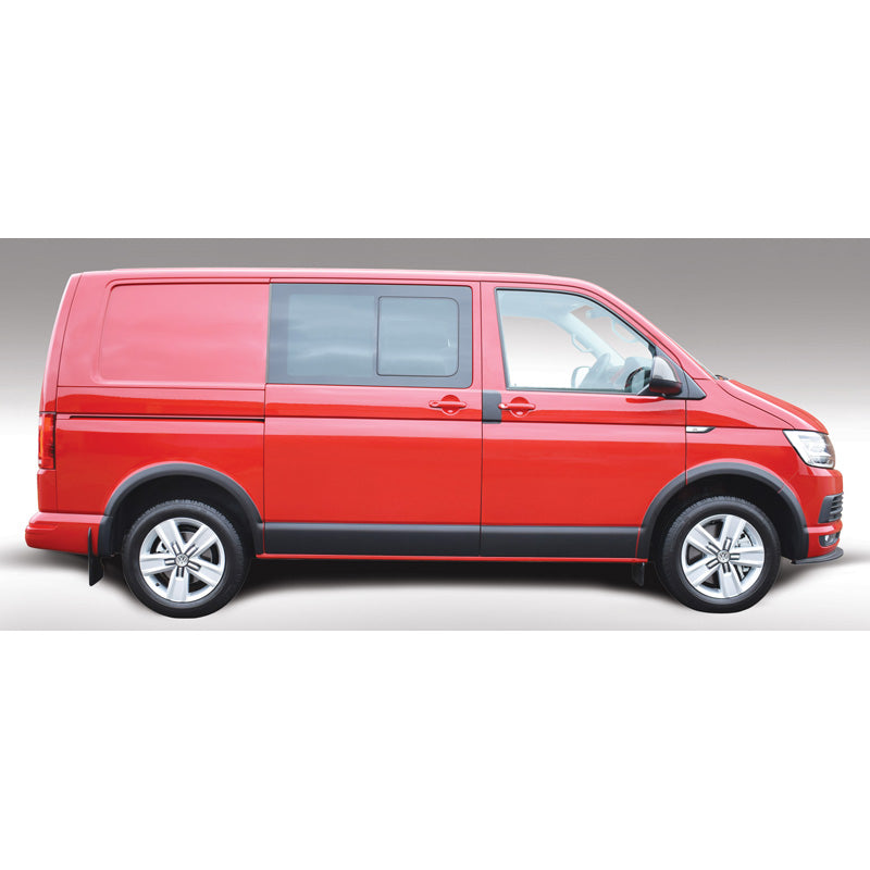 RGM, Set Body Molding Covers, passar Volkswagen Transporter T5 2003-2015 & T6 2015- Kort hjulbas & dubbla skjutdörrar - Svart