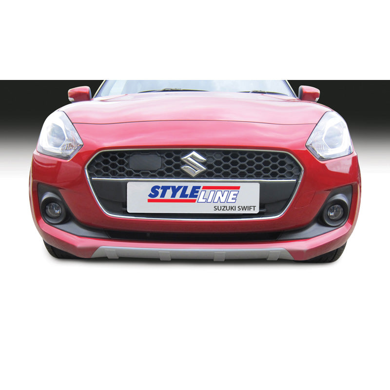 RGM, Frontspoiler 'Skid-Plate', passar Suzuki Swift IV 5-dörrars exkl. Sport 5/2017 - Silver "Ribbad"