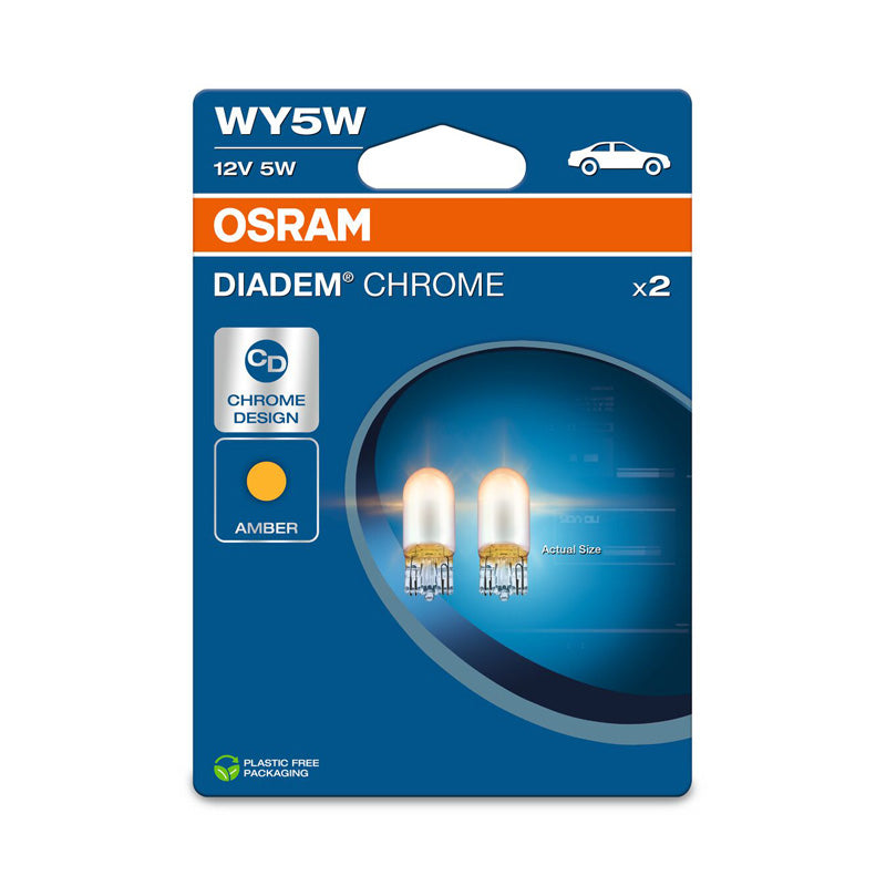 Osram, Diadem Chrome Halogenlampor - T10 - 12V/5W - Set om 2 - Amber