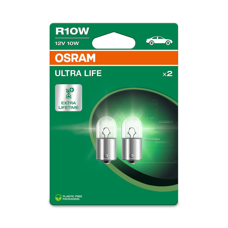 Osram, Ultra Life Halogenlampor - BA15S R10W - 12V/10W - Set med 2 st.