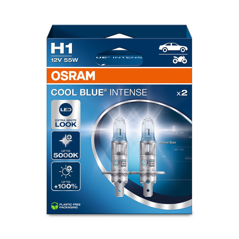 Osram, Cool Blue Intense Halogenlampor - H1 - 12V/55W - Set med 2 st.