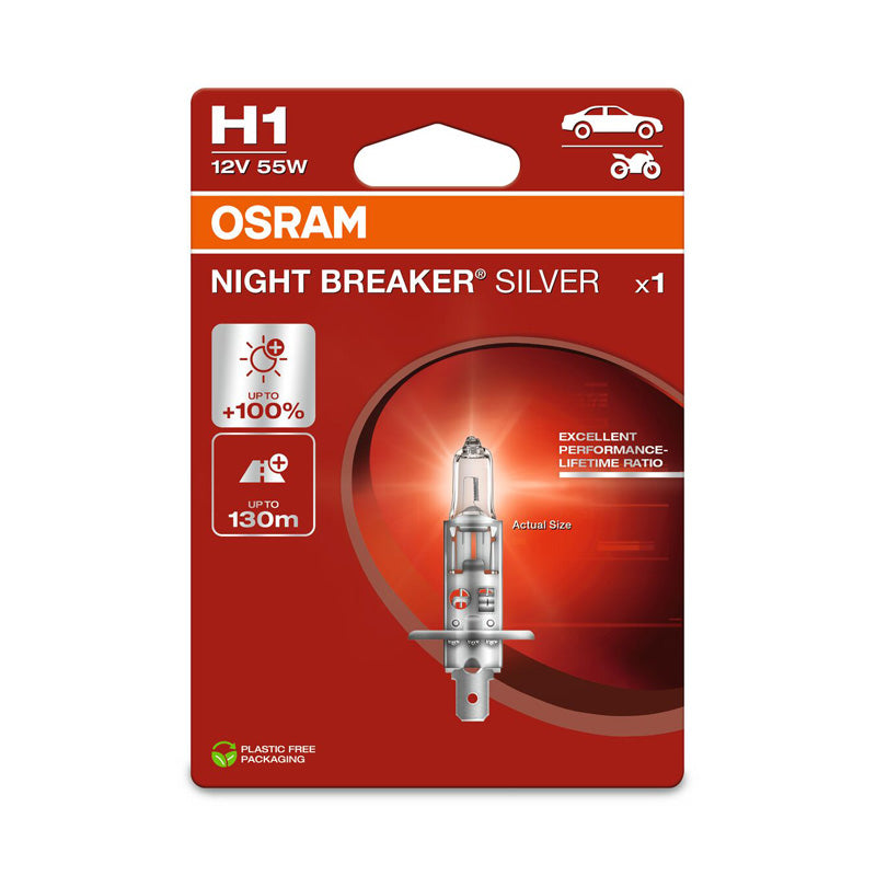 Osram, Night Breaker Silver halogenlampa - H1 - 12V/55W - Enstyck