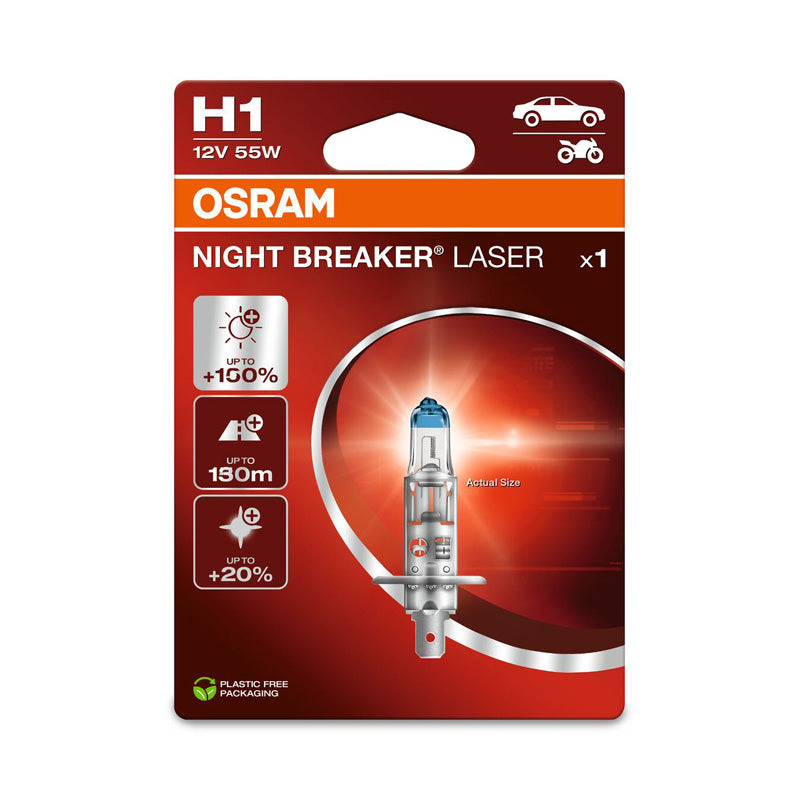 Osram, Night Breaker Laser Halogenlampa - H1 - 12V/55W - Enkelpaket