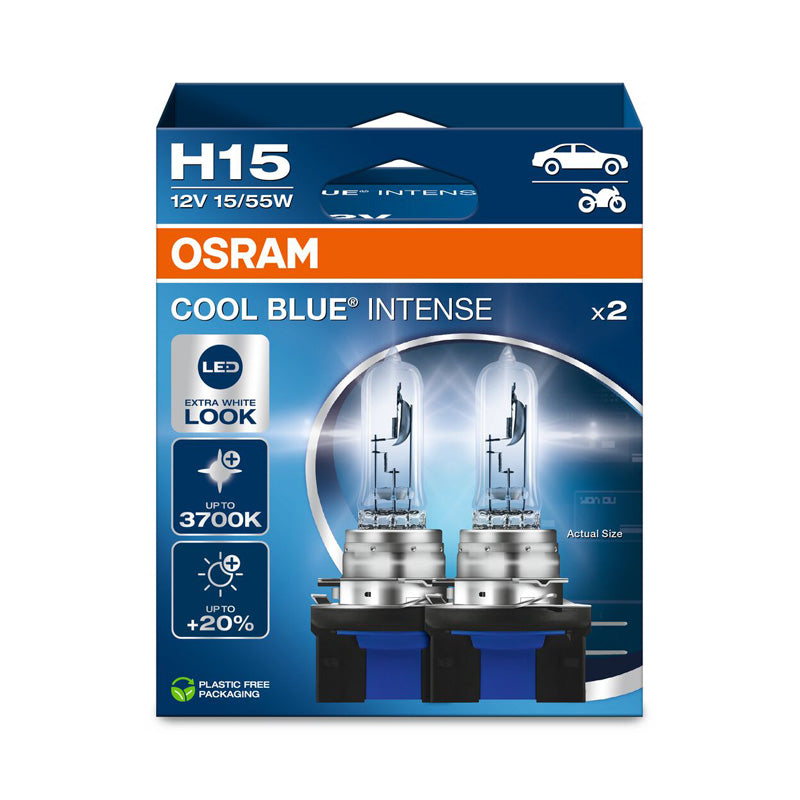 Osram, Cool Blue Intense Halogenlampor - H15 - 12V/55-15W - Set med 2 st.