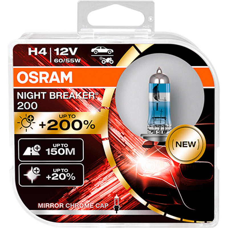 Osram, Night Breaker Laser 200 Halogenlampor - H4 - 12V/60-55W - Set med 2 st.