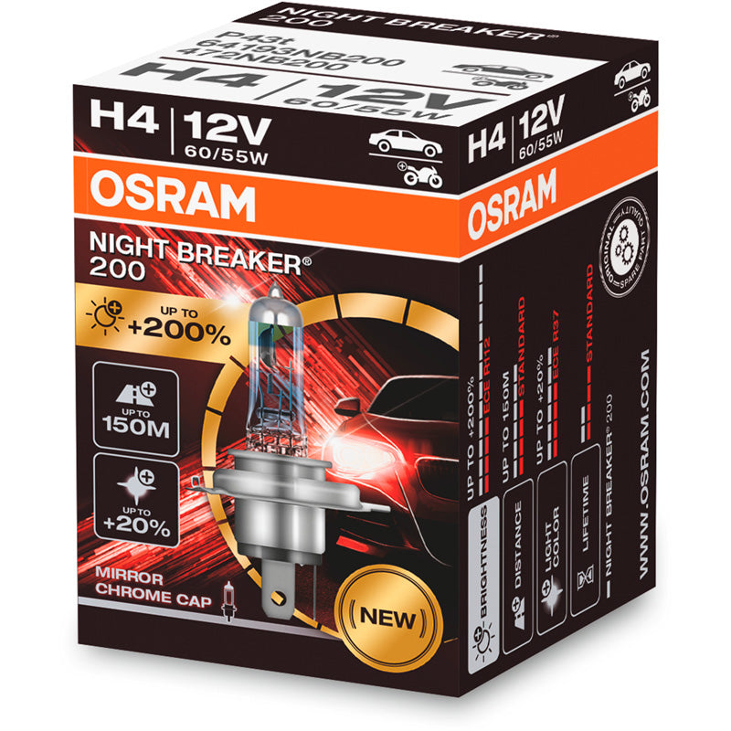 Osram, Night Breaker Laser 200 Halogenlampa - H4 - 12V/60-55W - Enstyck