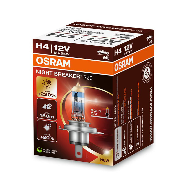 Osram, Night Breaker 220 Halogenlampa - H4 - 12V/60-55W - Enstyck