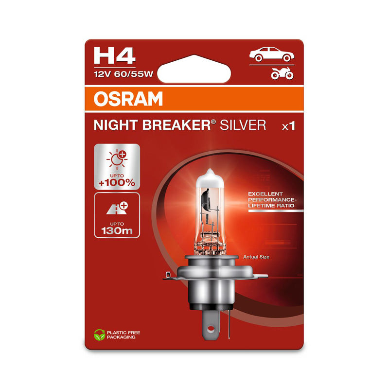 Osram, Night Breaker Silver Halogenlampa - H4 - 12V/60-55W - Enstyck