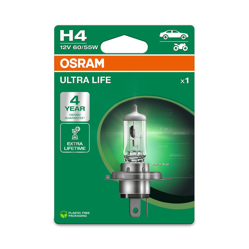 Osram, Ultra Life halogenlampa H4 - 12V/60-55W - Enkelt - Lång livslängd